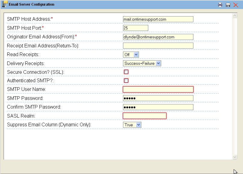 Email Server Configuration